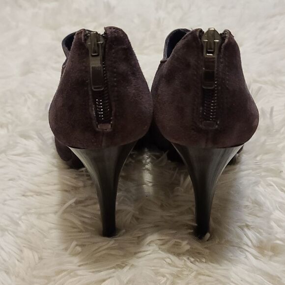 Nine West Purple Suede Peep Toe Heels Size 7 - Picture 6 of 10